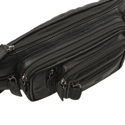 Daston 008 Ανδρικό Δερμάτινο Τσαντάκι Μέσης Μαύρο