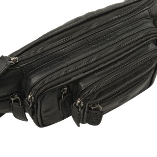 Daston 008 Ανδρικό Δερμάτινο Τσαντάκι Μέσης Μαύρο