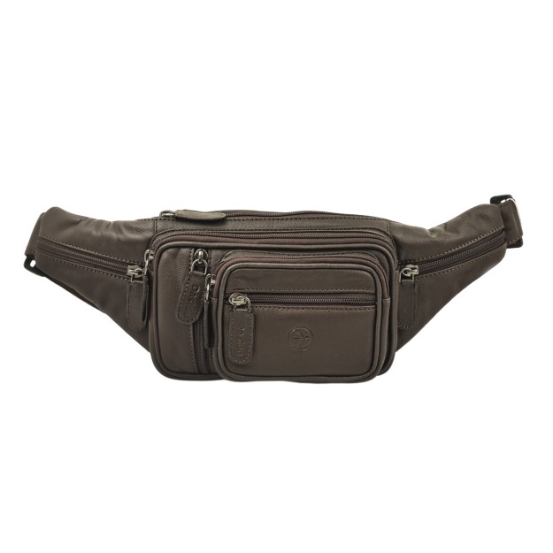 Daston 008 Ανδρικό Δερμάτινο Τσαντάκι Μέσης Καφέ