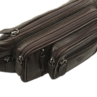 Daston 008 Ανδρικό Δερμάτινο Τσαντάκι Μέσης Καφέ