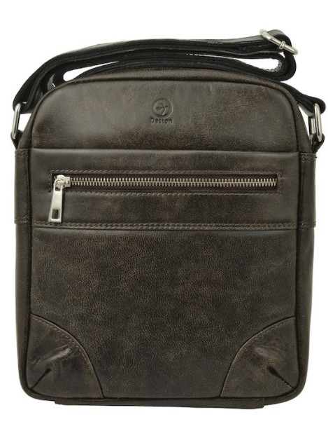 Daston 086 Ανδρικό Δερμάτινο Τσαντάκι Ώμου Μαύρο