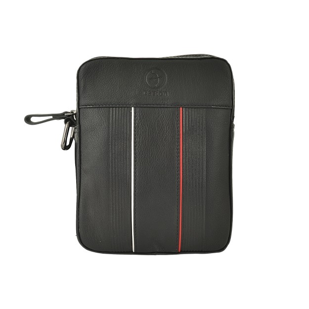 Daston 101 Ανδρικό Δερμάτινο Τσαντάκι Ώμου Μαύρο