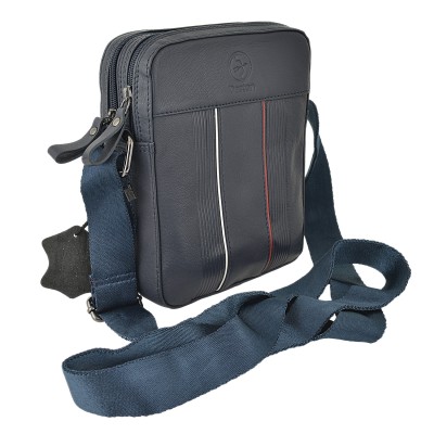 Daston 101 Ανδρικό Δερμάτινο Τσαντάκι Ώμου Μπλε