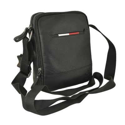 Daston 102 Ανδρικό Δερμάτινο Τσαντάκι Ώμου Μαύρο