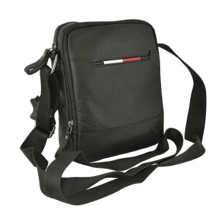 Daston 102 Ανδρικό Δερμάτινο Τσαντάκι Ώμου Μαύρο