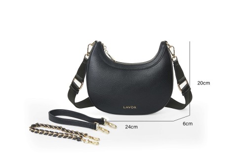 Lavor 1-909 Γυναικεία Τσάντα Χιαστί/Ώμου Μαύρη