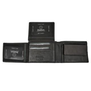 Daston 059 Ανδρικό Δερμάτινο Πορτοφόλι Μαύρο/Μπλε