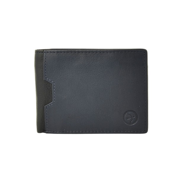 Daston 114 Ανδρικό Δερμάτινο Πορτοφόλι Μαύρο/Μπλε