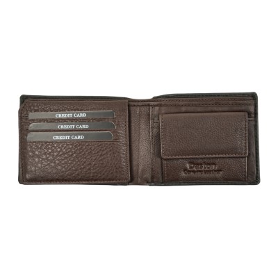 Daston 114 Ανδρικό Δερμάτινο Πορτοφόλι Καφέ/Μαύρο