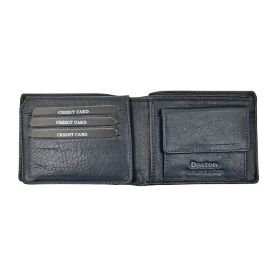 Daston 114 Ανδρικό Δερμάτινο Πορτοφόλι Μπλε/Μαύρο