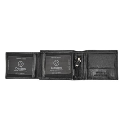 Daston 110 Ανδρικό Δερμάτινο Πορτοφόλι Μαύρο