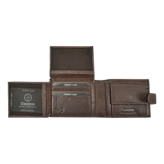 Daston 116 Ανδρικό Δερμάτινο Πορτοφόλι Καφέ