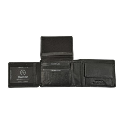 Daston 112 Ανδρικό Δερμάτινο Πορτοφόλι Μαύρο