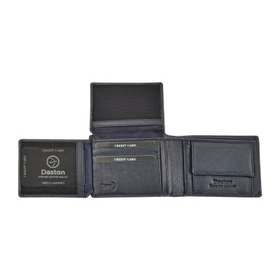 Daston 112 Ανδρικό Δερμάτινο Πορτοφόλι Μπλε