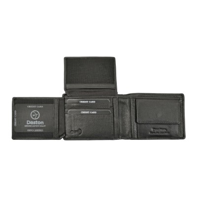 Daston 111 Ανδρικό Δερμάτινο Πορτοφόλι Μαύρο