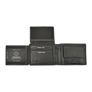 Daston 111 Ανδρικό Δερμάτινο Πορτοφόλι Μαύρο