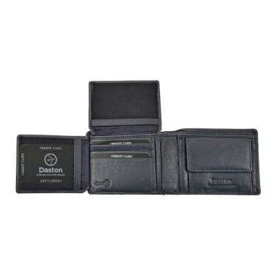 Daston 111 Ανδρικό Δερμάτινο Πορτοφόλι Μπλε