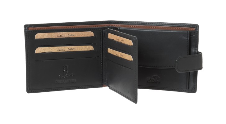 Lavor Δερμάτινο Ανδρικό Πορτοφόλι με RFID Μαύρο 1-6093