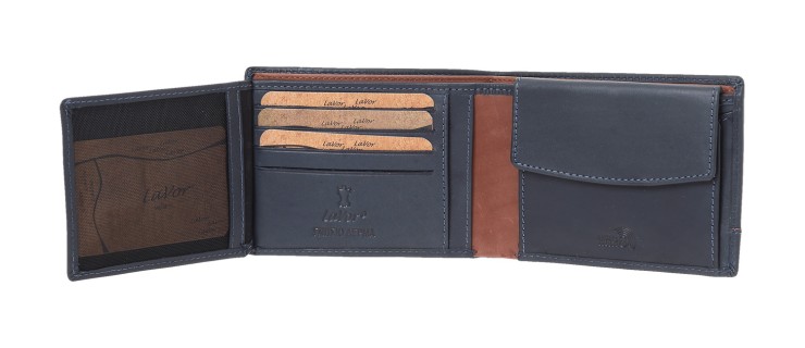 Lavor 1-6170 Δερμάτινο Ανδρικό Πορτοφόλι με RFID Μπλε