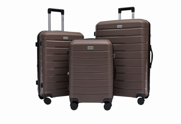 Lavor Σετ Βαλίτσες Ταξιδιού Σκληρές Καφέ με 4 ρόδες 1-608 + Δώρο Tracker Εντοπισμού