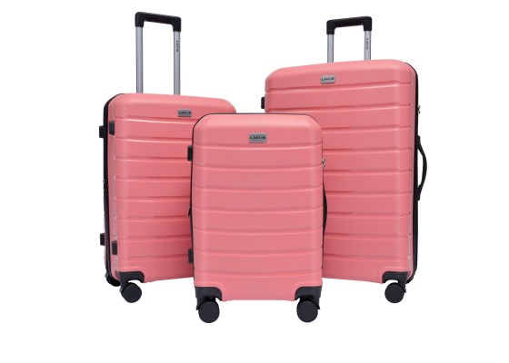 Lavor Σετ Βαλίτσες Ταξιδιού Σκληρές Ροζ με 4 ρόδες 1-608 + Δώρο Tracker Εντοπισμού
