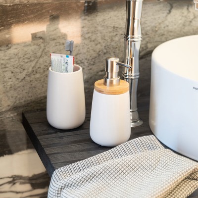 ESTIA ΠΟΤΗΡΑΚΙ ΜΠΑΝΙΟΥ BAMBOO ESSENTIALS ΔΟΛΟΜΙΤΗ ΛΕΥΚΟ