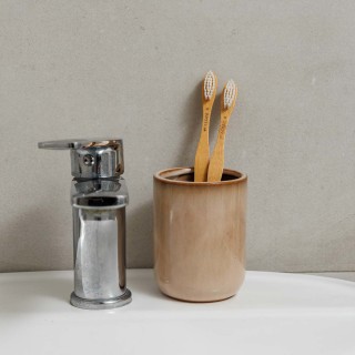 ESTIA ΠΟΤΗΡΑΚΙ ΜΠΑΝΙΟΥ SATIN ΚΕΡΑΜΙΚΟ 7.5x7.5x9cm