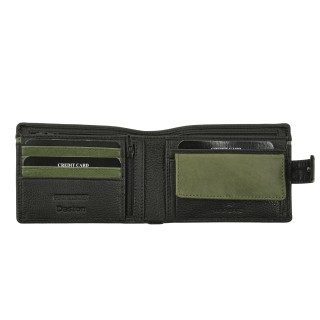 Daston 103 Ανδρικό Δερμάτινο Πορτοφόλι Μαύρο/Χακί