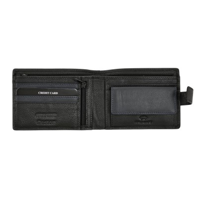 Daston 103 Ανδρικό Δερμάτινο Πορτοφόλι Μαύρο/Μπλε