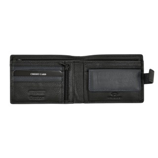 Daston 103 Ανδρικό Δερμάτινο Πορτοφόλι Μαύρο/Μπλε