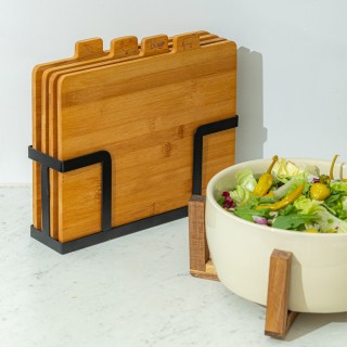 ESTIA ΣΕΤ ΕΠΙΦΑΝΕΙΕΣ ΚΟΠΗΣ BAMBOO ESSENTIALS 5 ΤΕΜ ΜΕ ΜΑΥΡΗ ΜΕΤΑΛΛΙΚΗ ΒΑΣΗ