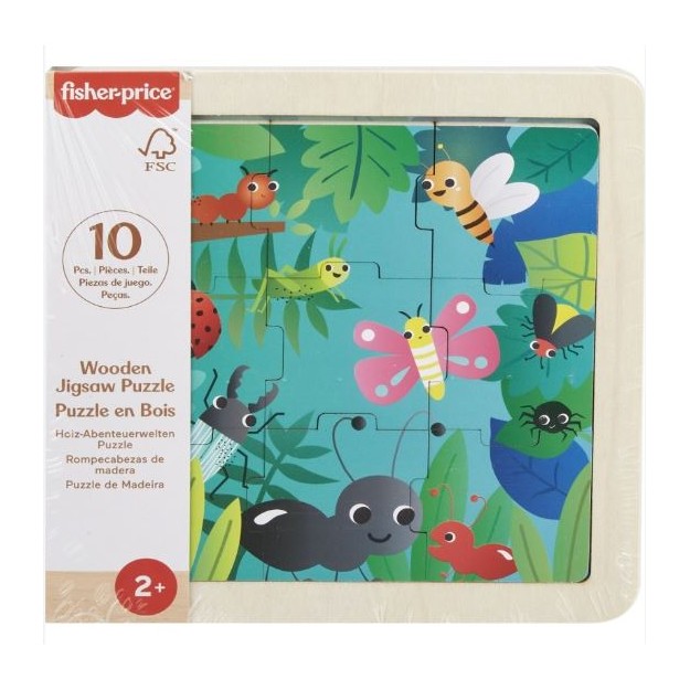 FISHER-PRICE - ΞΥΛΙΝΟ ΠΑΖΛ 9 ΤΕΜΑΧΙΑ ΈΝΤΟΜΑ - HXV19