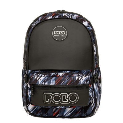 Polo Zippy Σχολική Τσάντα Πλάτης Δημοτικού Μαύρη 9-01-080-8444