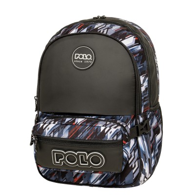 Polo Zippy Σχολική Τσάντα Πλάτης Δημοτικού Μαύρη 9-01-080-8444