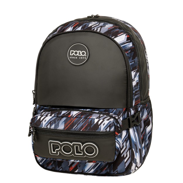 Polo Zippy Σχολική Τσάντα Πλάτης Δημοτικού Μαύρη 9-01-080-8444
