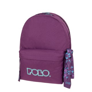 Polo Original Double Scarf Σχολική Τσάντα Πλάτης Γυμνασίου - Λυκείου Μωβ/Γαλάζιο 9-01-235-4859