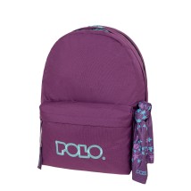 Polo Original Double Scarf Σχολική Τσάντα Πλάτης Γυμνασίου - Λυκείου Μωβ/Γαλάζιο 9-01-235-4859