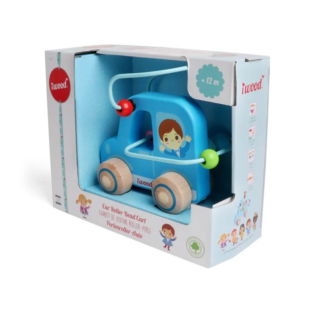 Iwood Car Roller Bead Cart Ξύλινο Συρόμενο Παιχνίδι W12011