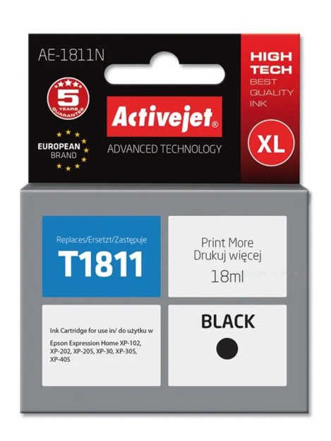 Activejet AE-1811N Ink Cartridge Ανταλλακτικό Μελάνι για Εκτυπωτή Black