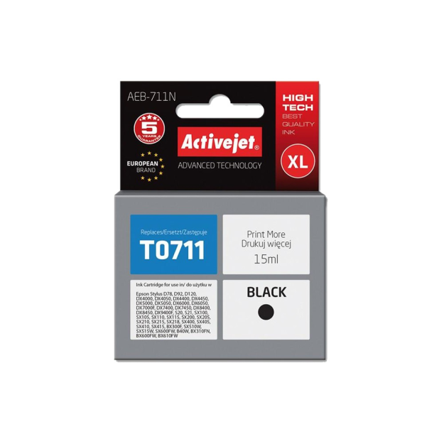Activejet AEB-711N Ink Cartridge Ανταλλακτικό Μελάνι για Εκτυπωτή Black