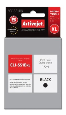 Activejet ACC-551BN Ink Cartridge Ανταλλακτικό Μελάνι για Εκτυπωτή Black