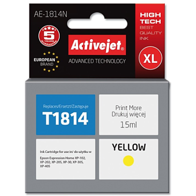 Activejet AE-1814N Ink Cartridge Ανταλλακτικό Μελάνι για Εκτυπωτή Yellow