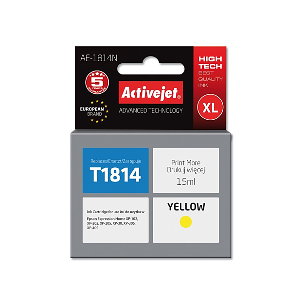 Activejet AE-1814N Ink Cartridge Ανταλλακτικό Μελάνι για Εκτυπωτή Yellow