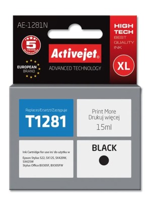 Activejet AE-1281N Ink Cartridge Ανταλλακτικό Μελάνι για Εκτυπωτή Black