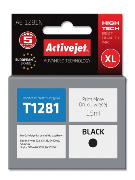 Activejet AE-1281N Ink Cartridge Ανταλλακτικό Μελάνι για Εκτυπωτή Black