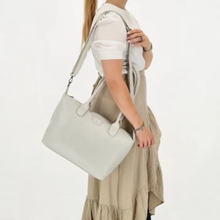 Charm London Buckingham Mono Shopper Γυναικεία Τσάντα Ώμου Γκρι Ανοιχτό W00840
