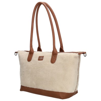 Charm London Buckingham Teddy Shoulder Bag Γυναικεία Τσάντα Ώμου Μπεζ W01269