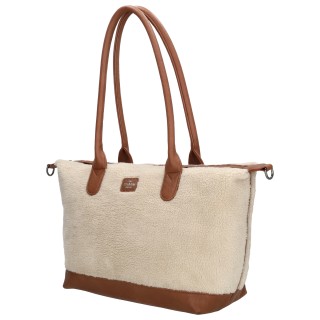 Charm London Buckingham Teddy Shoulder Bag Γυναικεία Τσάντα Ώμου Μπεζ W01269