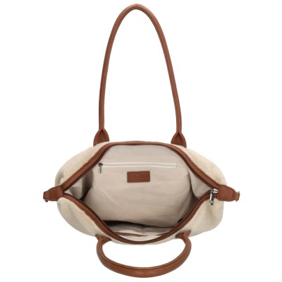 Charm London Buckingham Teddy Shoulder Bag Γυναικεία Τσάντα Ώμου Μπεζ W01269