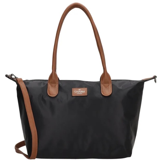 Charm London Buckingham Shopper Γυναικεία Τσάντα Ώμου/Χειρός Μαύρη 20776